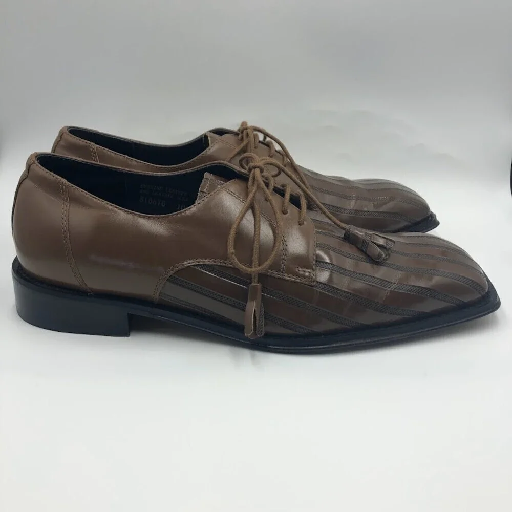 Giorgio Brutini Men’s Brown Leather Square Toe Dress Shoes Lace Up 10.5M Vintage
